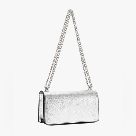Metallic Minimalist Chain Flap Square Bag - Picture 1 of 6